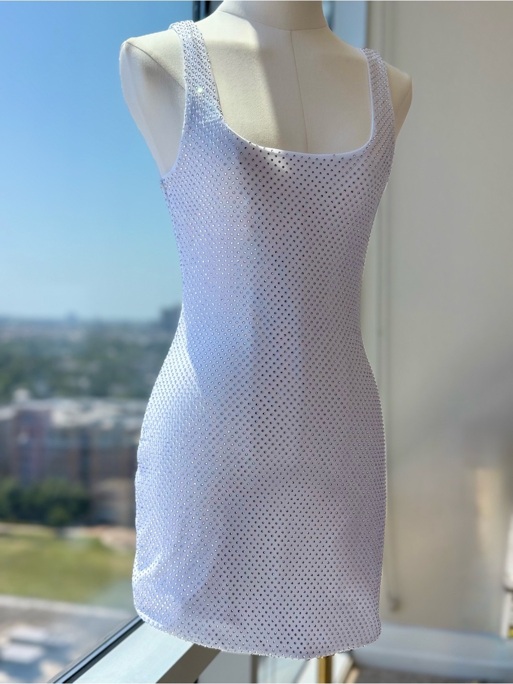NWT That’s So Fetch Embellished Rhinestone Mini Dress White US 4